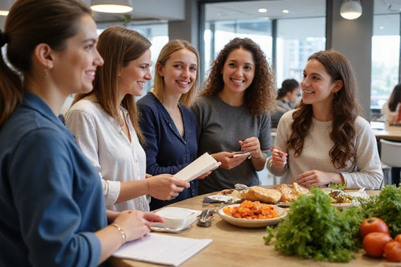Grupa ludzi uczestniczących w warsztatach kulinarnych lub edukacyjnych